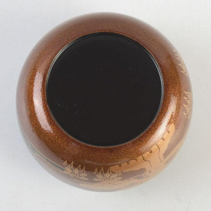 Zuiun Studio Old Pine Maki-e Flat Tea Caddy, Wajima-nuri Art