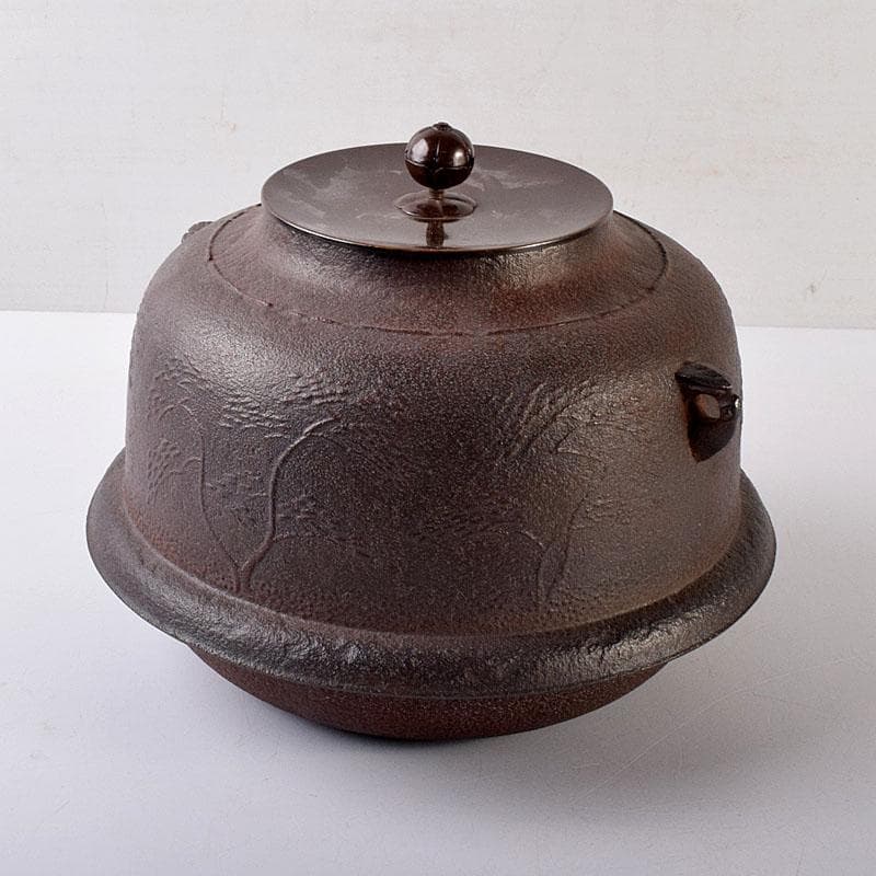 Shinnari Hane Chagama by Living National Treasure Takahashi Keitei - Hamamatsu Pine Pattern