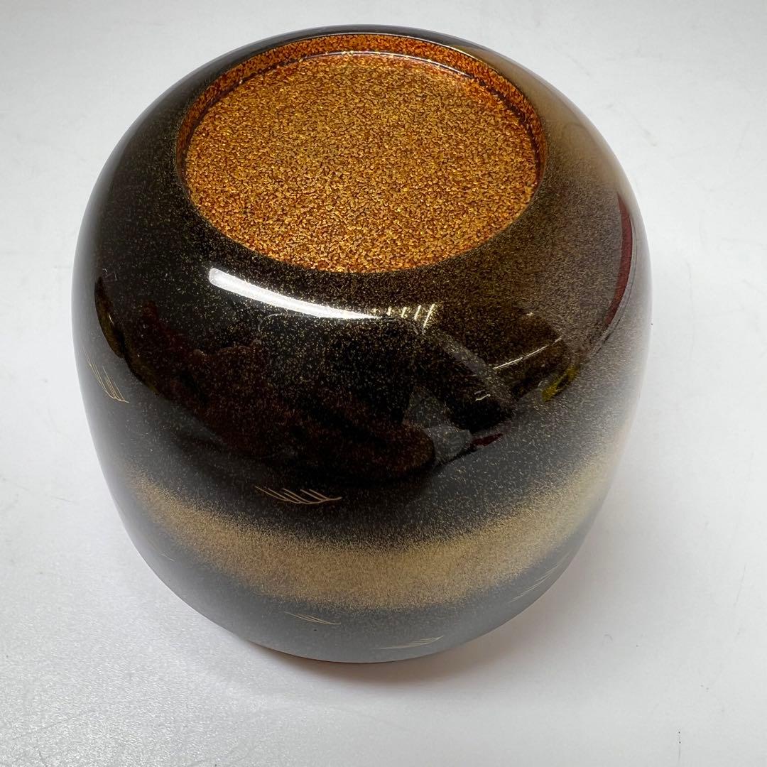 Kitamura Soshin — Matsu Maki-e Natsume Tea Caddy, Full-Body Pine Forest with Gold Nashiji Interior