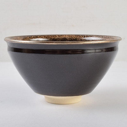 Mandai Sozan Baika Tenmoku Tea Bowl - Plum Blossom Copper Design with Shimizu Kosho Box