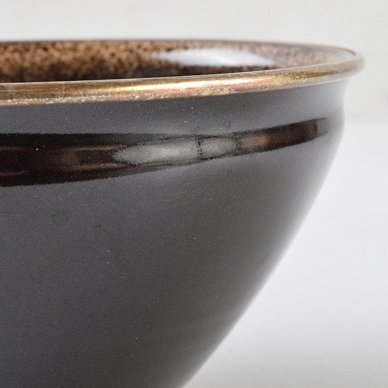Mandai Sozan Baika Tenmoku Tea Bowl - Plum Blossom Copper Design with Shimizu Kosho Box