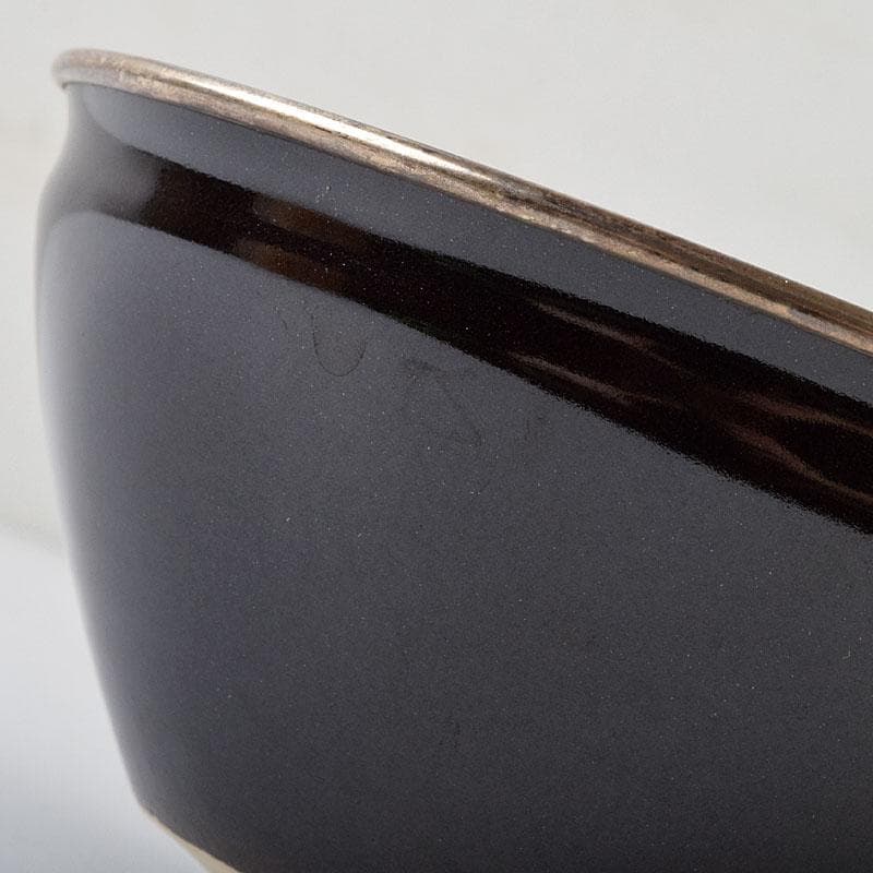 Mandai Sozan Baika Tenmoku Tea Bowl - Plum Blossom Copper Design with Shimizu Kosho Box