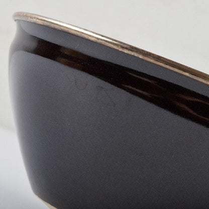 Mandai Sozan Baika Tenmoku Tea Bowl - Plum Blossom Copper Design with Shimizu Kosho Box