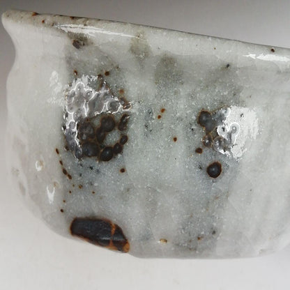 Shino Ware Tea Bowl by Kato Sho - Mino White Glaze Matcha Chawan with Signed Box