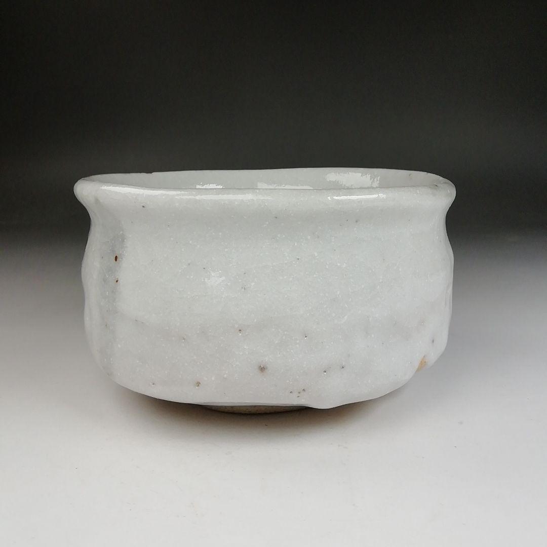 Shino Ware Tea Bowl by Kato Sho - Mino White Glaze Matcha Chawan with Signed Box