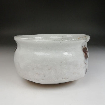 Shino Ware Tea Bowl by Kato Sho - Mino White Glaze Matcha Chawan with Signed Box