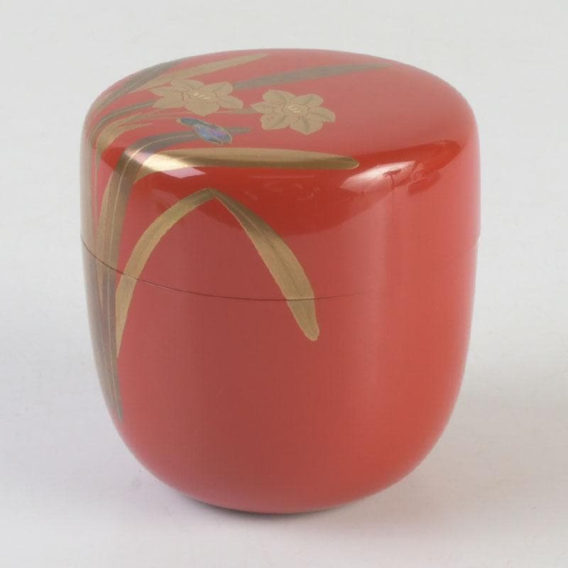 Narcissus Suisen Maki-e O-Natsume Tea Caddy by Sakashita Yuho Yamanaka-nuri