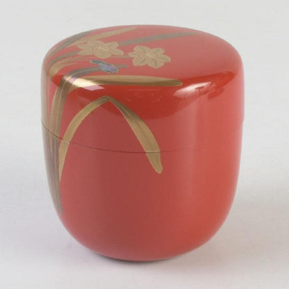 Narcissus Suisen Maki-e O-Natsume Tea Caddy by Sakashita Yuho Yamanaka-nuri