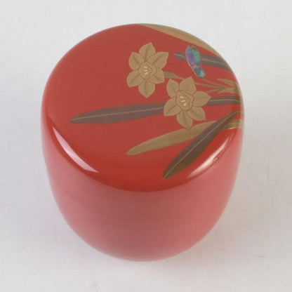 Narcissus Suisen Maki-e O-Natsume Tea Caddy by Sakashita Yuho Yamanaka-nuri