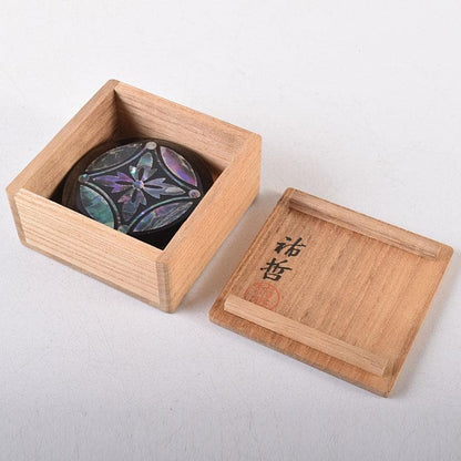 Tokuyama Yutetsu Aogai Shippo Kogo Mother-of-Pearl Incense Container