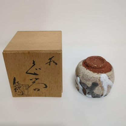 Handmade Guinomi Sake Cup with Crackle Glaze - Artisan Japanese Ochoko with Signed Box