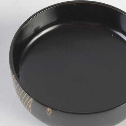 Japanese Lacquer Natsume Tea Caddy — Hoshiami Drying Nets Maki-e on Black Urushi | Tsubota Haruhiko | Tomobako