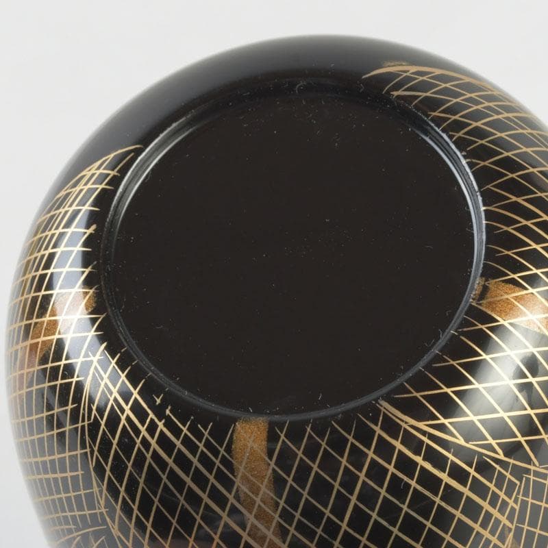 Japanese Lacquer Natsume Tea Caddy — Hoshiami Drying Nets Maki-e on Black Urushi | Tsubota Haruhiko | Tomobako
