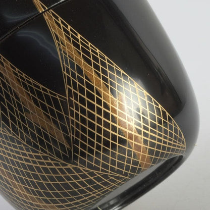 Japanese Lacquer Natsume Tea Caddy — Hoshiami Drying Nets Maki-e on Black Urushi | Tsubota Haruhiko | Tomobako