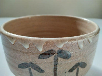 Takemura Rizaemon — E-Karatsu Tea Bowl with Pine Iron Painting and Dripping White Glaze