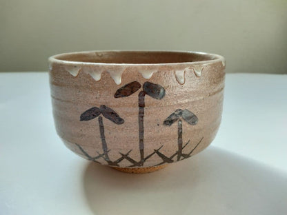 Takemura Rizaemon — E-Karatsu Tea Bowl with Pine Iron Painting and Dripping White Glaze