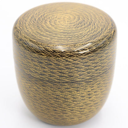 Yamazaki Tatsuji Matsuba Chinkin Chū-Natsume — Wajima-nuri Gold Pine Needle Tea Caddy