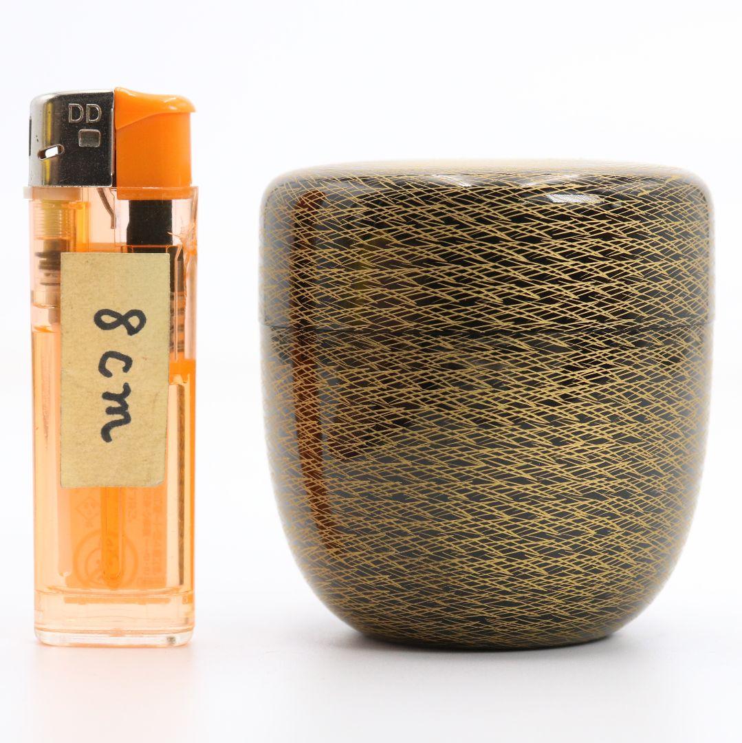 Yamazaki Tatsuji Matsuba Chinkin Chū-Natsume — Wajima-nuri Gold Pine Needle Tea Caddy
