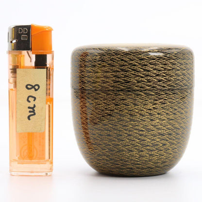 Yamazaki Tatsuji Matsuba Chinkin Chū-Natsume — Wajima-nuri Gold Pine Needle Tea Caddy