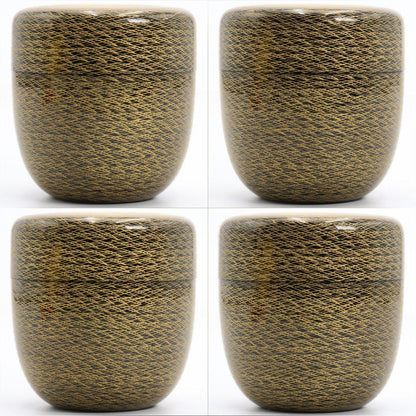 Yamazaki Tatsuji Matsuba Chinkin Chū-Natsume — Wajima-nuri Gold Pine Needle Tea Caddy