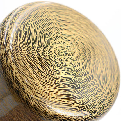 Yamazaki Tatsuji Matsuba Chinkin Chū-Natsume — Wajima-nuri Gold Pine Needle Tea Caddy