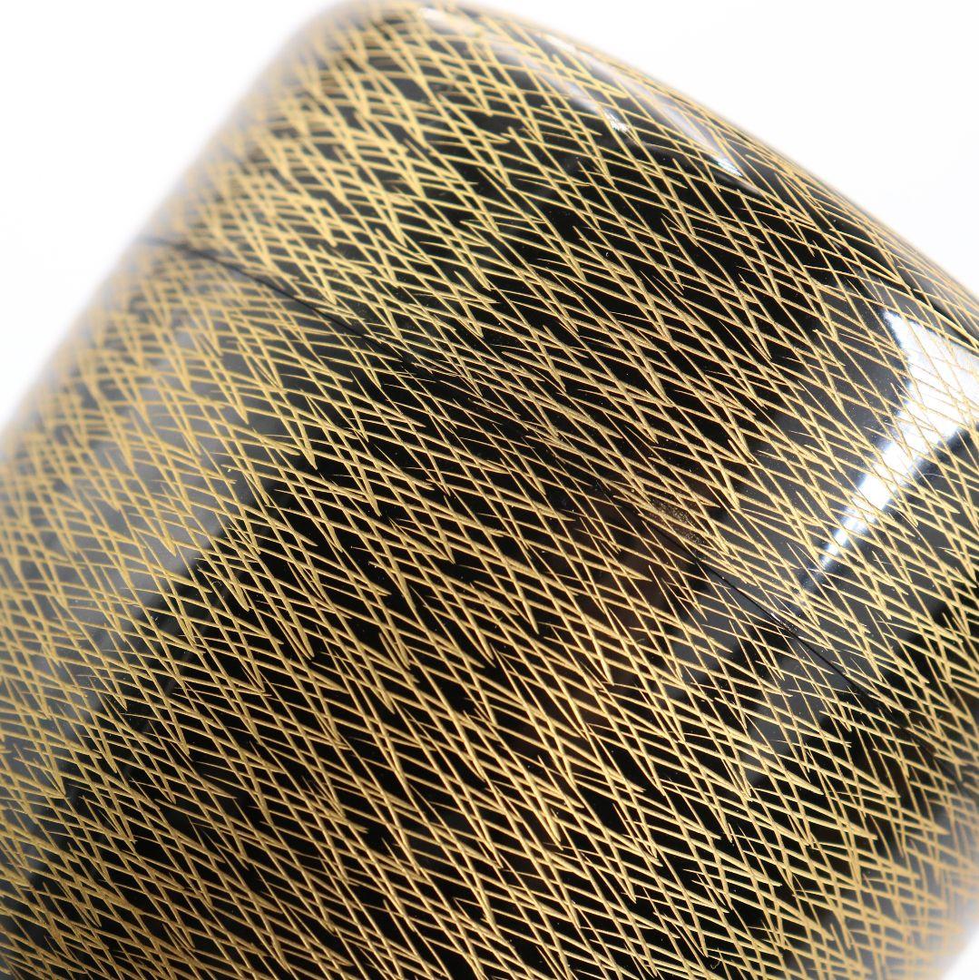 Yamazaki Tatsuji Matsuba Chinkin Chū-Natsume — Wajima-nuri Gold Pine Needle Tea Caddy