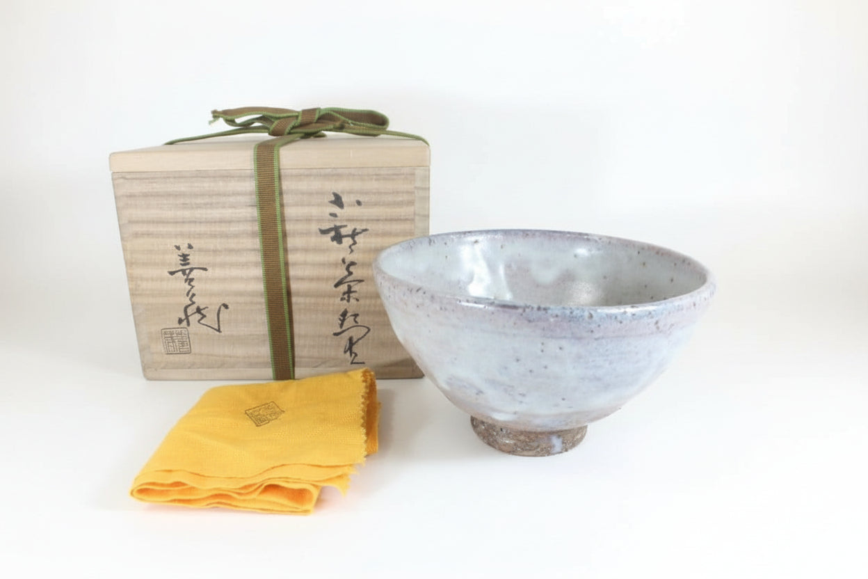 Hatano Zenzo Hagi Tea Bowl - Shigetsu Kiln Lavender Glaze Chawan with Signed Box