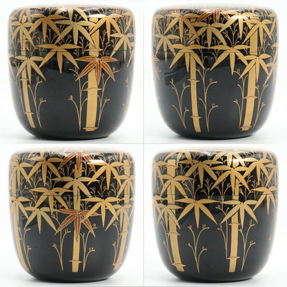 So-Chikurin Bamboo Maki-e O-Natsume by Yoshida Shoun - Gold Lacquer Tea Caddy