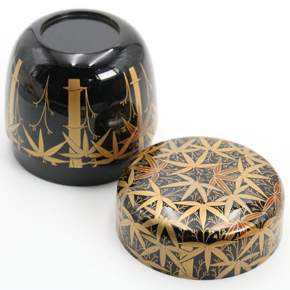 So-Chikurin Bamboo Maki-e O-Natsume by Yoshida Shoun - Gold Lacquer Tea Caddy