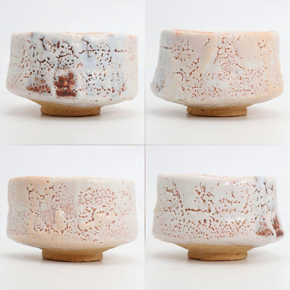 Shino Chawan Tea Bowl by Arakawa Toyozo Living National Treasure with Omotesenke Sokuchusai Inscription Japanese Mino Ware