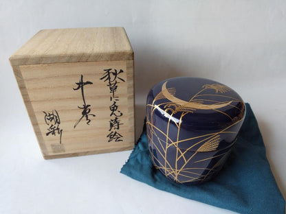 Nakamura Kosai Gold Maki-e Natsume 'Autumn Grasses and Rabbit' - Lacquer Tea Caddy