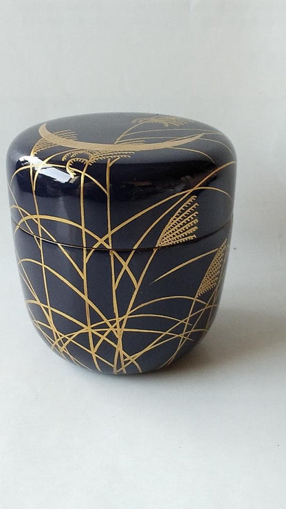 Nakamura Kosai Gold Maki-e Natsume 'Autumn Grasses and Rabbit' - Lacquer Tea Caddy