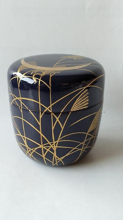 Nakamura Kosai Gold Maki-e Natsume 'Autumn Grasses and Rabbit' - Lacquer Tea Caddy