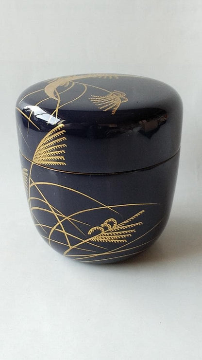 Nakamura Kosai Gold Maki-e Natsume 'Autumn Grasses and Rabbit' - Lacquer Tea Caddy