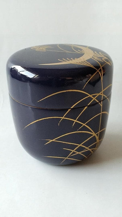 Nakamura Kosai Gold Maki-e Natsume 'Autumn Grasses and Rabbit' - Lacquer Tea Caddy