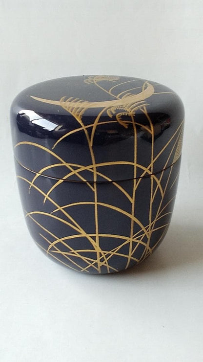 Nakamura Kosai Gold Maki-e Natsume 'Autumn Grasses and Rabbit' - Lacquer Tea Caddy