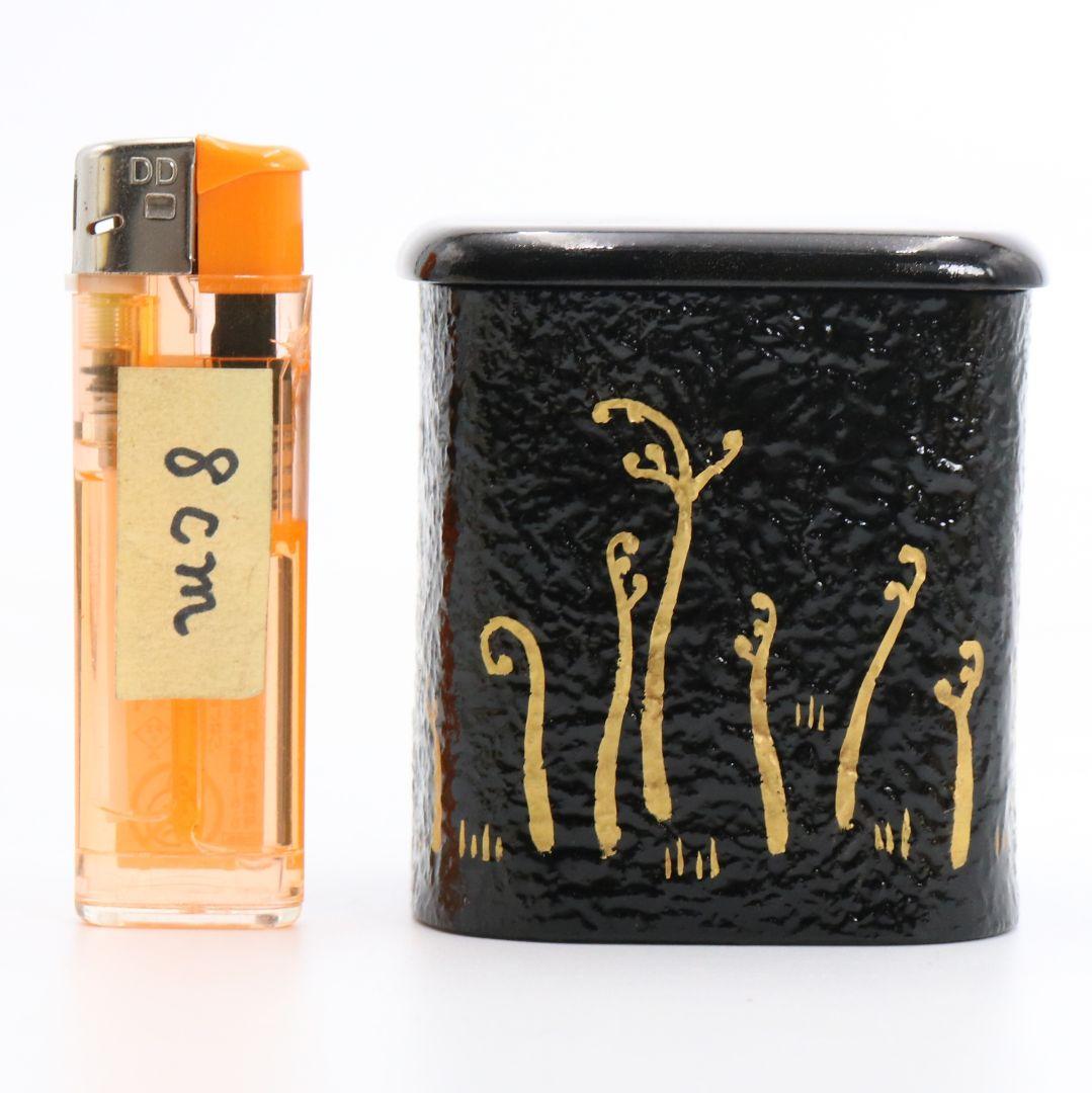 Black Ikkan-bari Yoshinoyama Maki-e Tea Caddy by Nakamura Soetsu with Signed Box