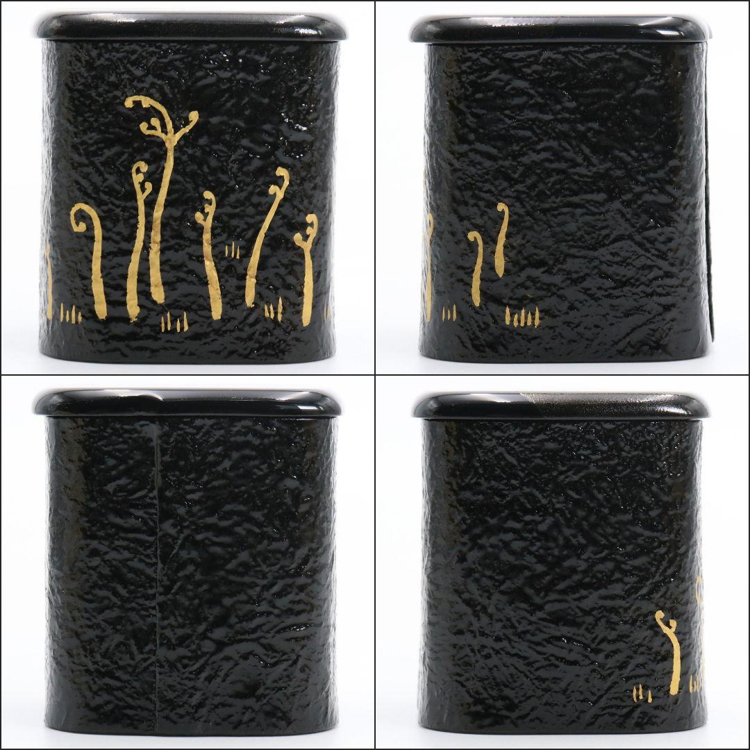 Black Ikkan-bari Yoshinoyama Maki-e Tea Caddy by Nakamura Soetsu with Signed Box