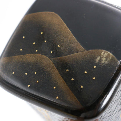Black Ikkan-bari Yoshinoyama Maki-e Tea Caddy by Nakamura Soetsu with Signed Box