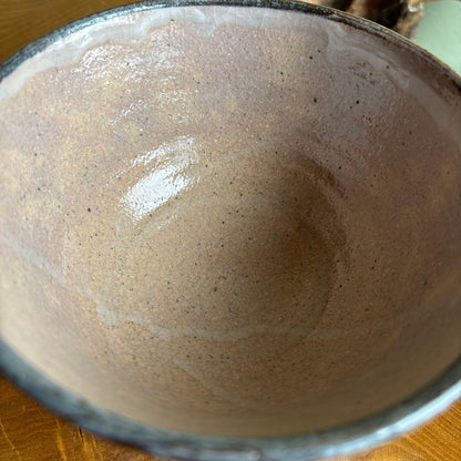 Tea Bowl by Mikami Takeshi | White Glaze Drip | Pink Clay Body | Wide Open Chawan with Signed Box