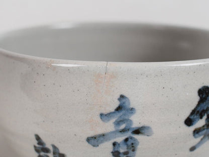 Shinshoji-yaki Chawan by Fujimoto Meisei with Zen Calligraphy, Signed Box