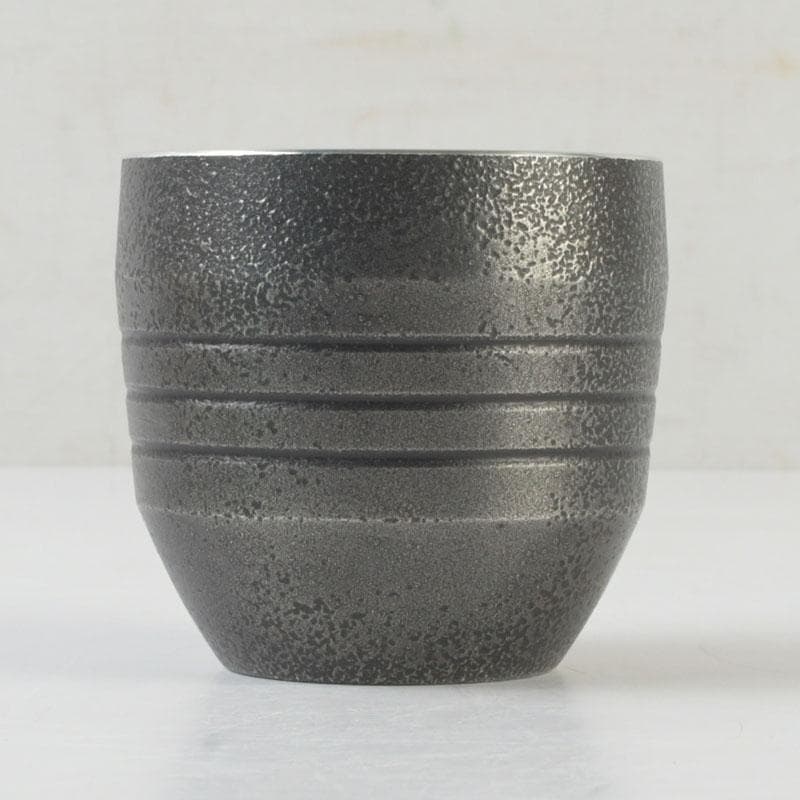 Tin Guinomi Sake Cup by Nakamura Kouzan — Ishime Textured Pewter Vessel, Signed Box