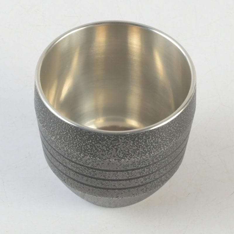 Tin Guinomi Sake Cup by Nakamura Kouzan — Ishime Textured Pewter Vessel, Signed Box