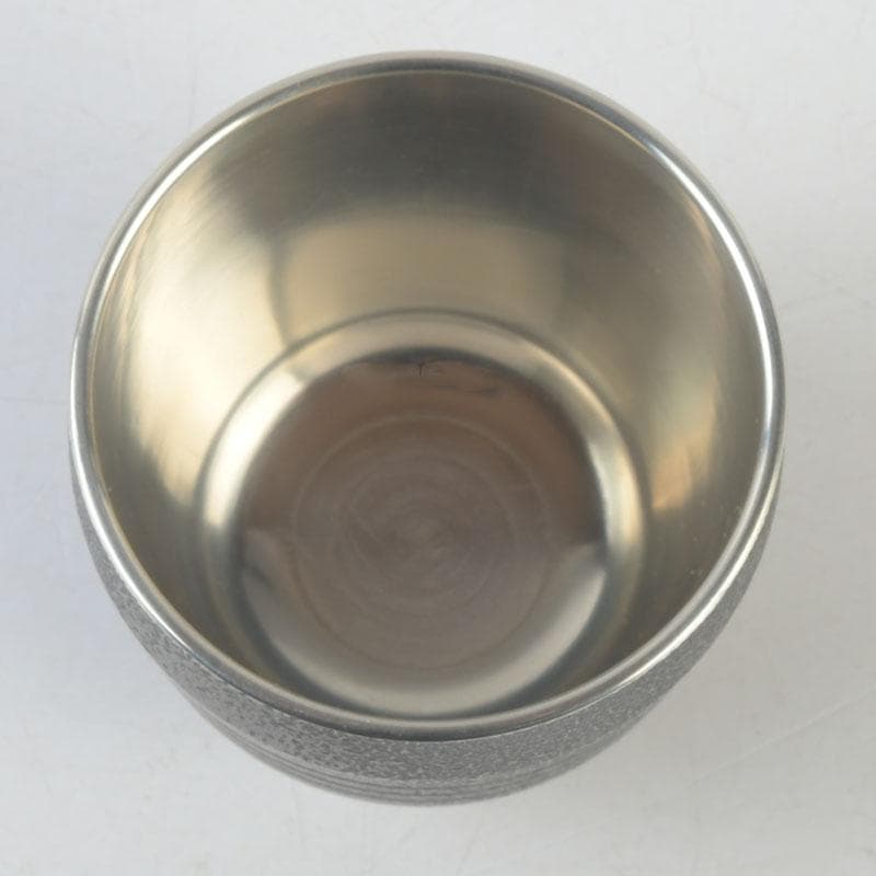 Tin Guinomi Sake Cup by Nakamura Kouzan — Ishime Textured Pewter Vessel, Signed Box