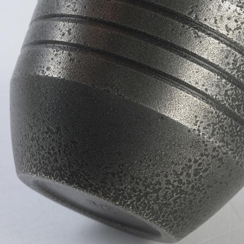 Tin Guinomi Sake Cup by Nakamura Kouzan — Ishime Textured Pewter Vessel, Signed Box