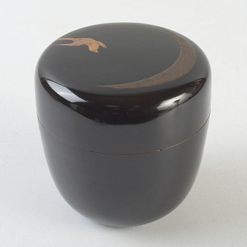 Sōkō Moon and Swallow Gold Maki-e Chu-Natsume with Kakitsuke Box