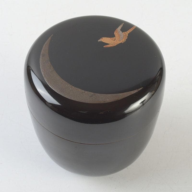 Sōkō Moon and Swallow Gold Maki-e Chu-Natsume with Kakitsuke Box