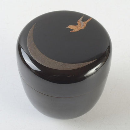 Sōkō Moon and Swallow Gold Maki-e Chu-Natsume with Kakitsuke Box