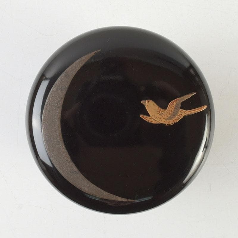 Sōkō Moon and Swallow Gold Maki-e Chu-Natsume with Kakitsuke Box