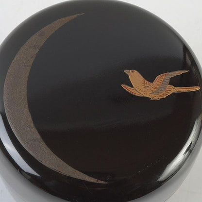 Sōkō Moon and Swallow Gold Maki-e Chu-Natsume with Kakitsuke Box